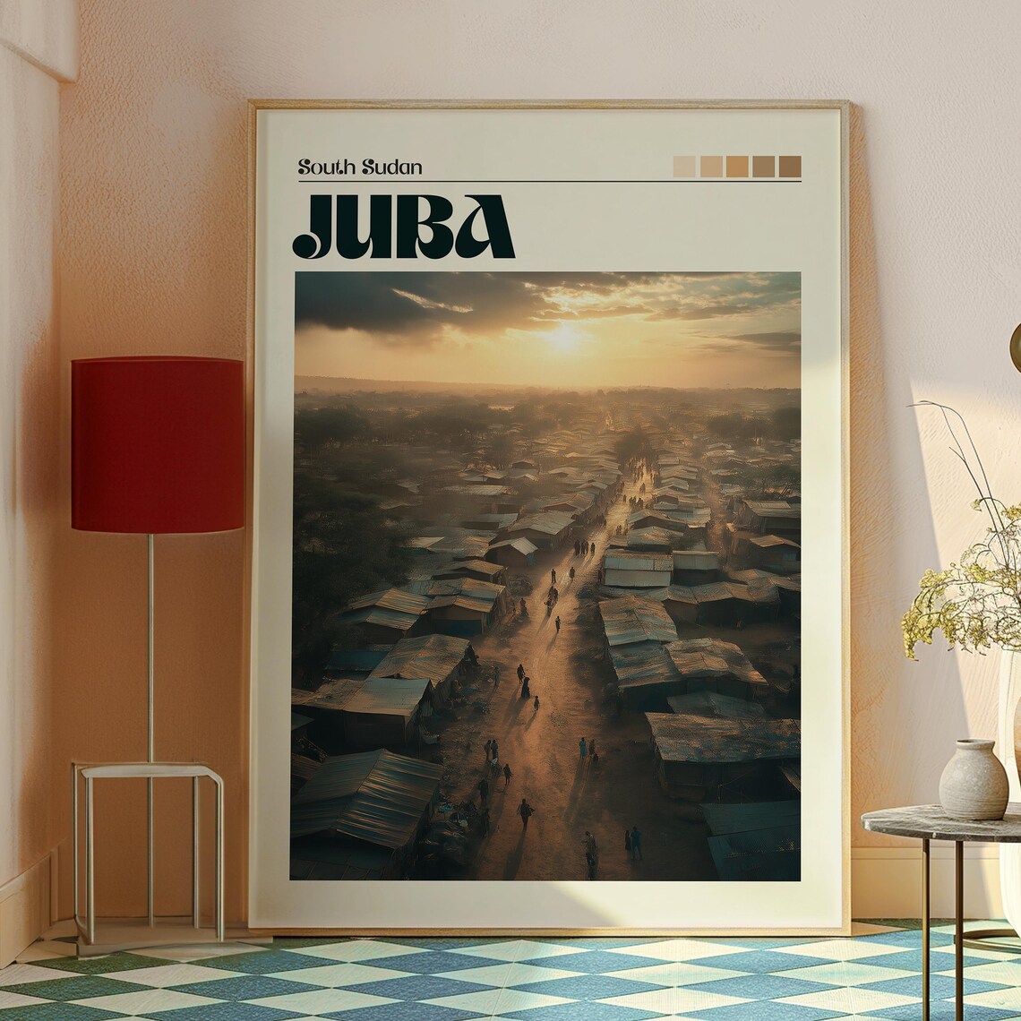 Juba South Sudan Aerial Market Street Sunset View Travel Poster - Image 2