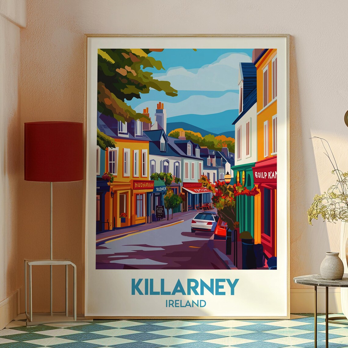 Killarney Ireland Colorful Shopfront Town Street Travel Poster - Image 2