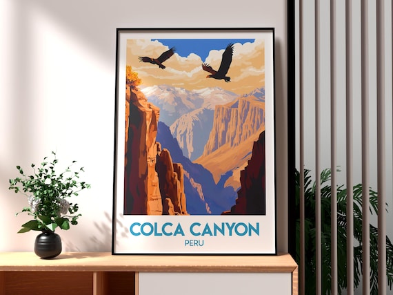 Colca Canyon Peru Condor Canyon Cliffs Sunrise Travel Poster