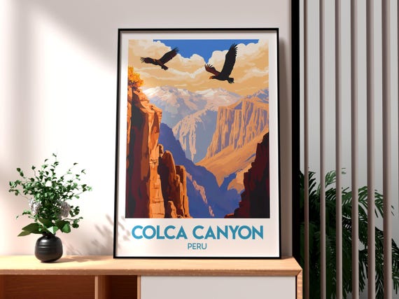Colca Canyon Poster Art Peru Travel Print Wall Backpacking South America