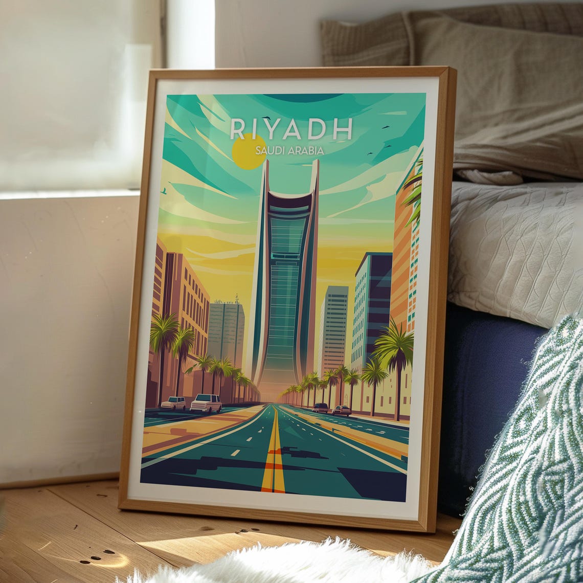 Riyadh Saudi Arabia Modern Skyline Tower Sunset Travel Poster - Image 3