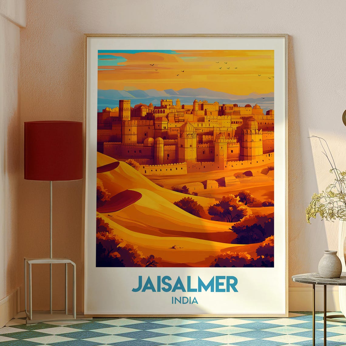 Jaisalmer India Golden Desert Fort Sunset Vintage Travel Art Poster - Image 2