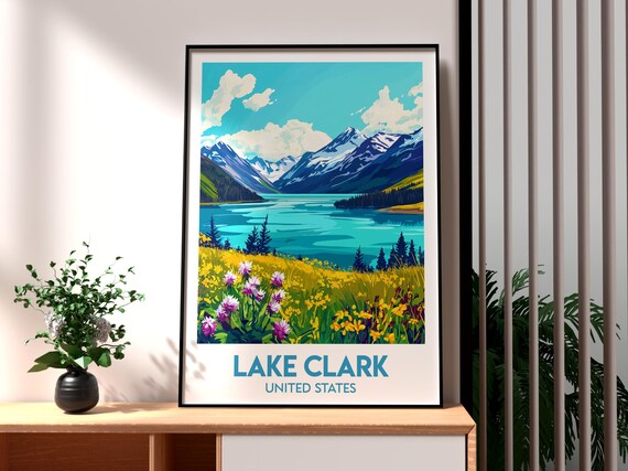 Lake Clark United States Alpine Lake Wildflower Meadow Poster