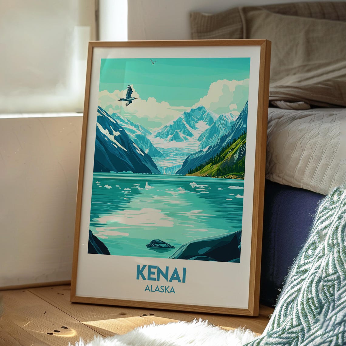 Kenai Alaska Glacier Fjord Eagle Icebergs Mountain Lake Poster - Image 3