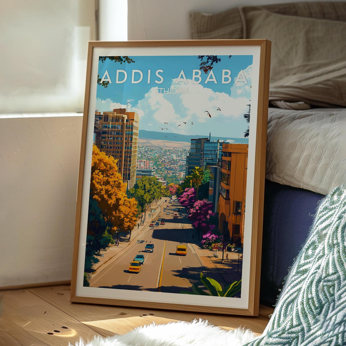 Addis Ababa Ethiopia Vibrant City Avenue Skyline Street Poster - Image 3
