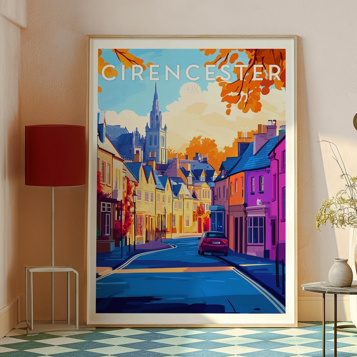 Cirencester Cotswolds Autumn Market Town Street Travel Poster - Image 2
