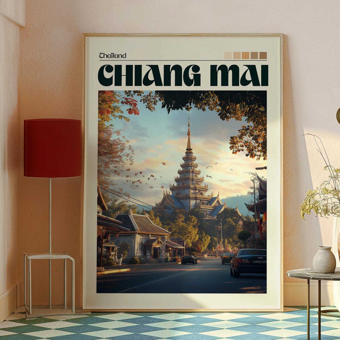 Chiang Mai Print Thailand Wall Art Travel Mountain Poster Backpacking Gift For Traveller - Image 2