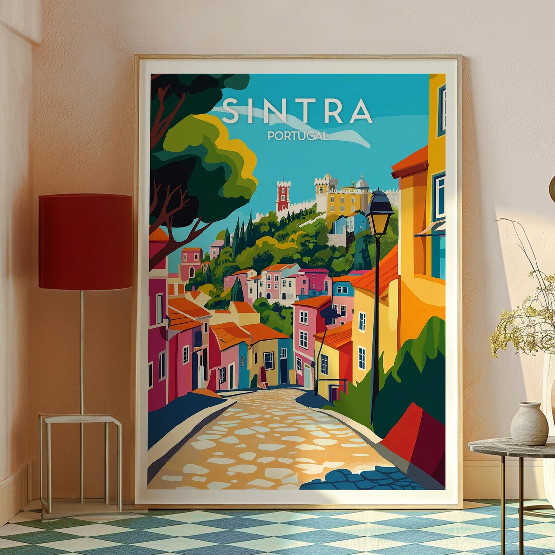 Sintra Portugal Colorful Street Hilltop Palace Fairytale Travel Poster - Image 2