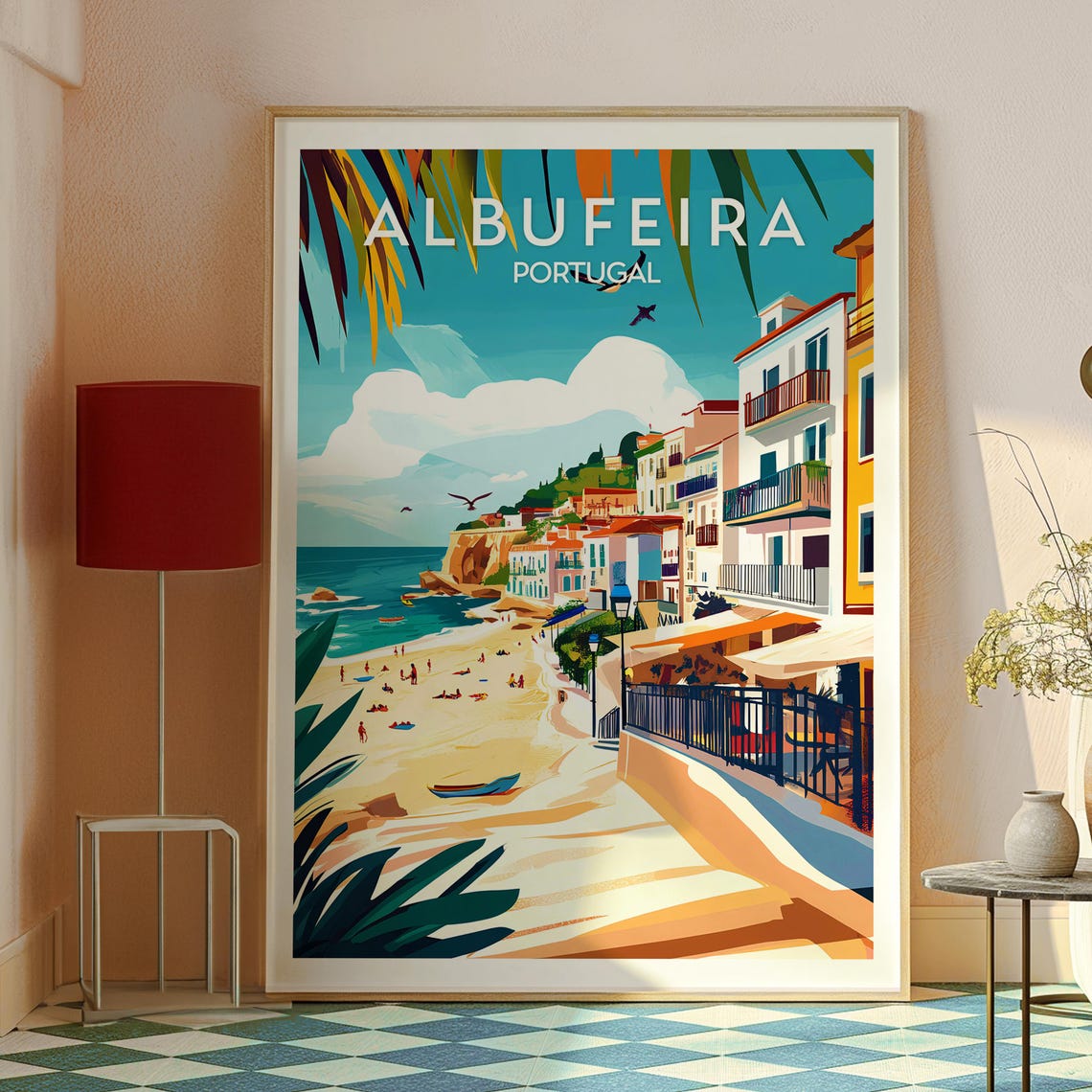 Albufeira Portugal Algarve Beach Old Town Coastline Travel Poster - Image 2