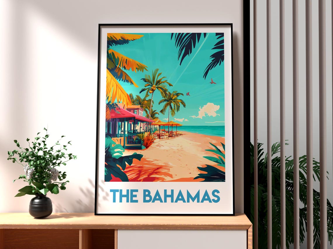 The Bahamas Poster Wall Art Caribbean Beach Print
