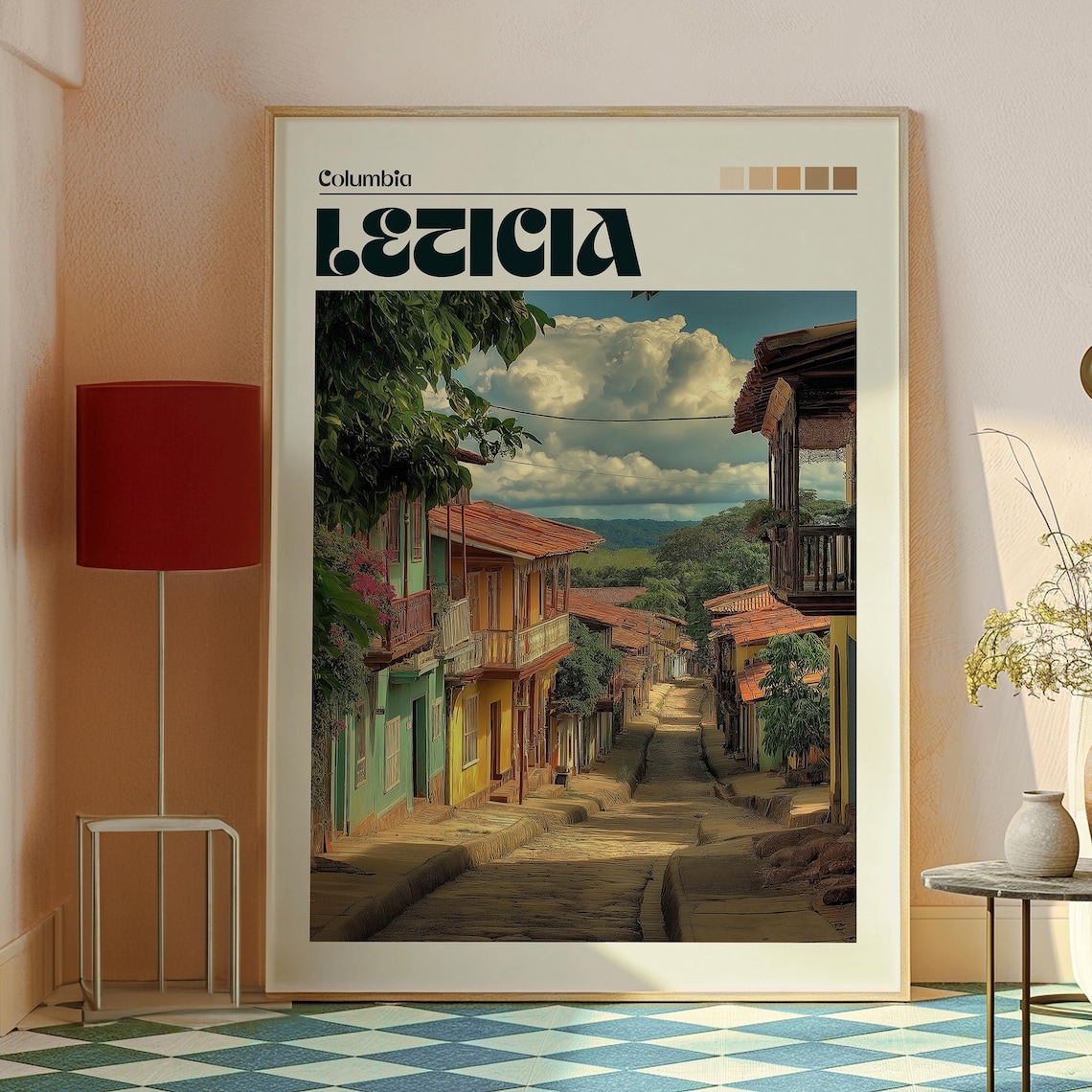 Leticia Colombia Amazon Gateway Colorful Street Scene Travel Poster - Image 2