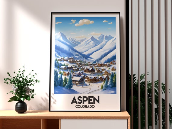 Aspen Poster Colorado Skiing Art Usa Rocky Mountains Wall