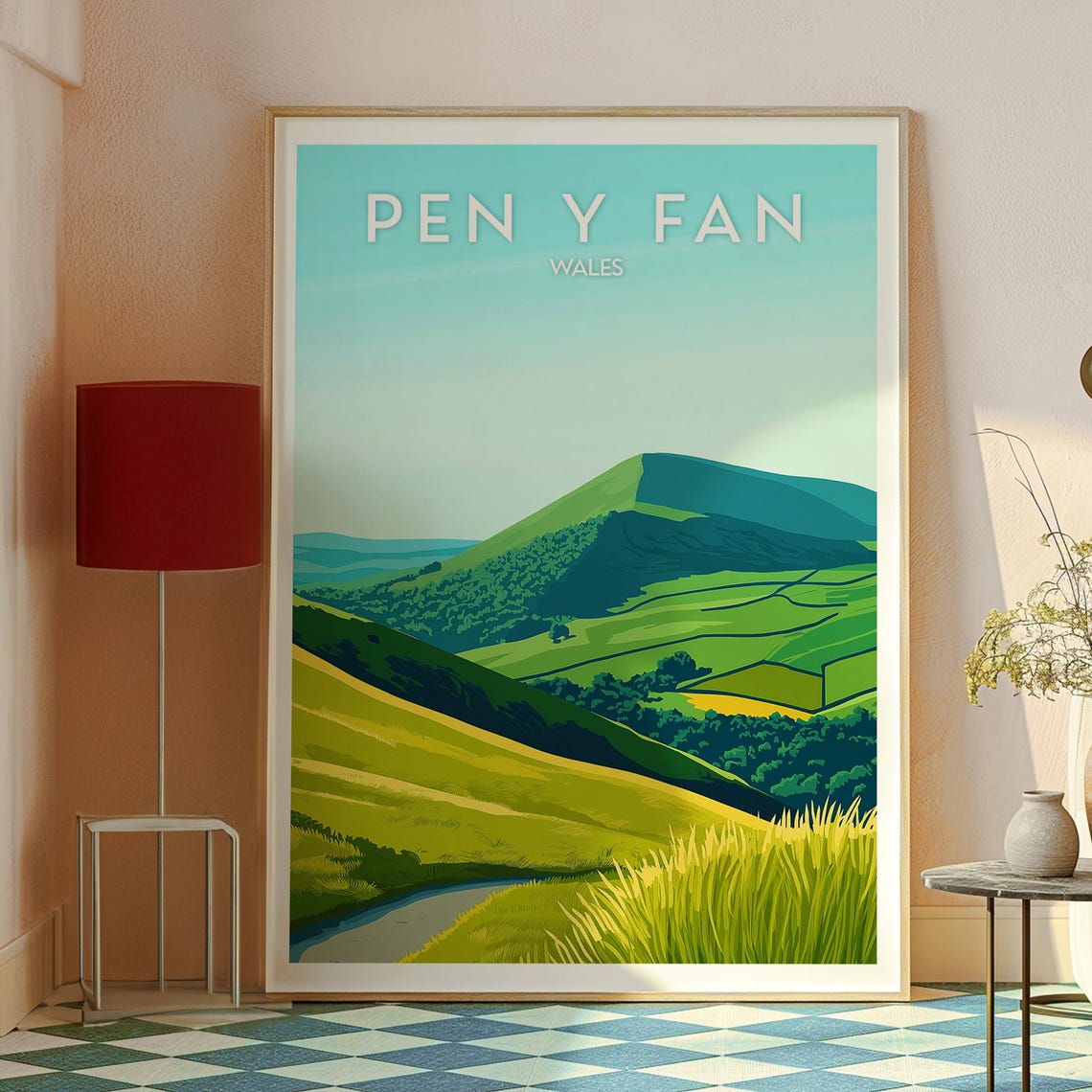 Pen Y Fan Wales Green Mountain Hills Countryside Travel Poster - Image 2