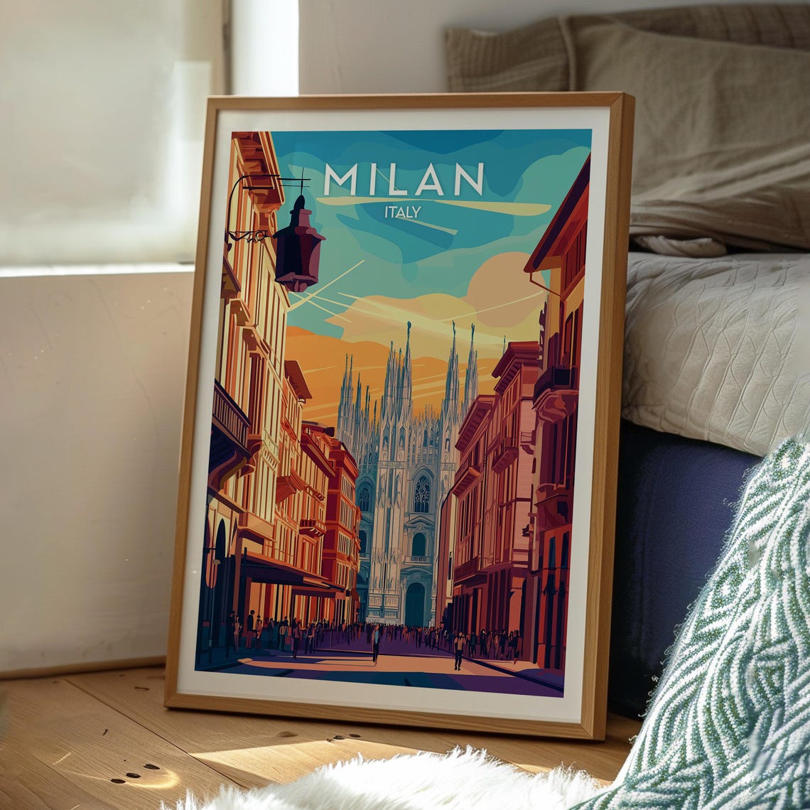Milan Italy Duomo Cathedral Gothic Spires Sunset Travel Poster - Image 3