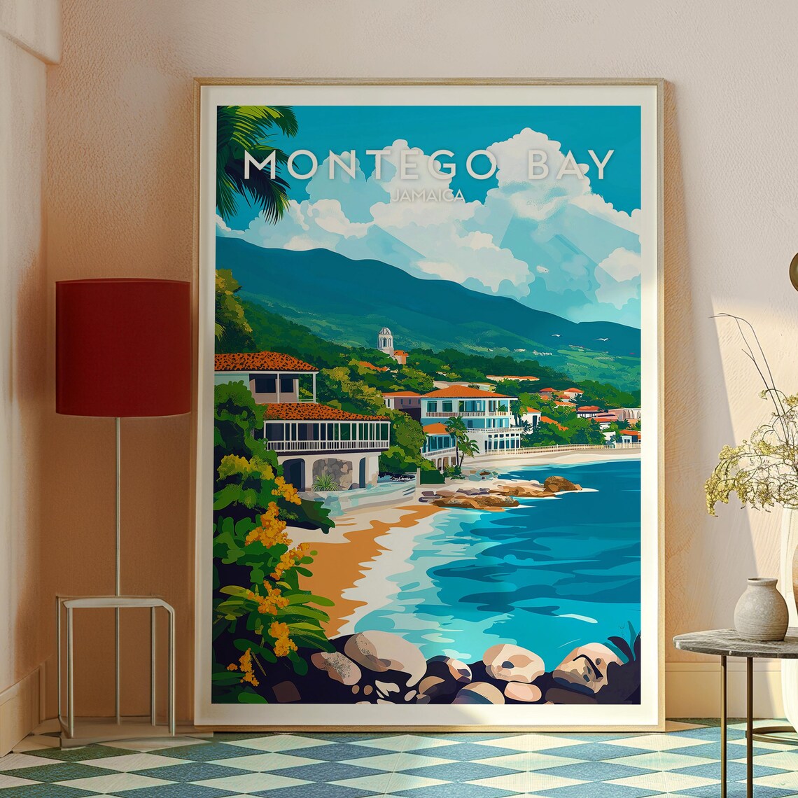 Montego Bay Jamaica Coastal Resort Tropical Beach Travel Poster - Image 2