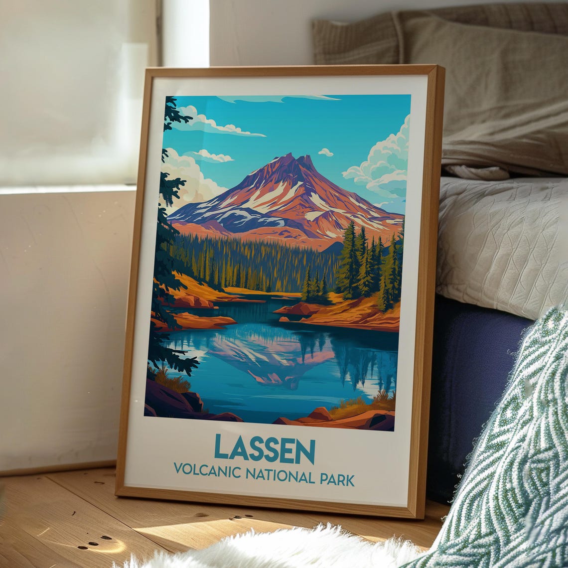 Lassen Volcanic National Park Peak Mirror Lake Reflection Poster - Image 3
