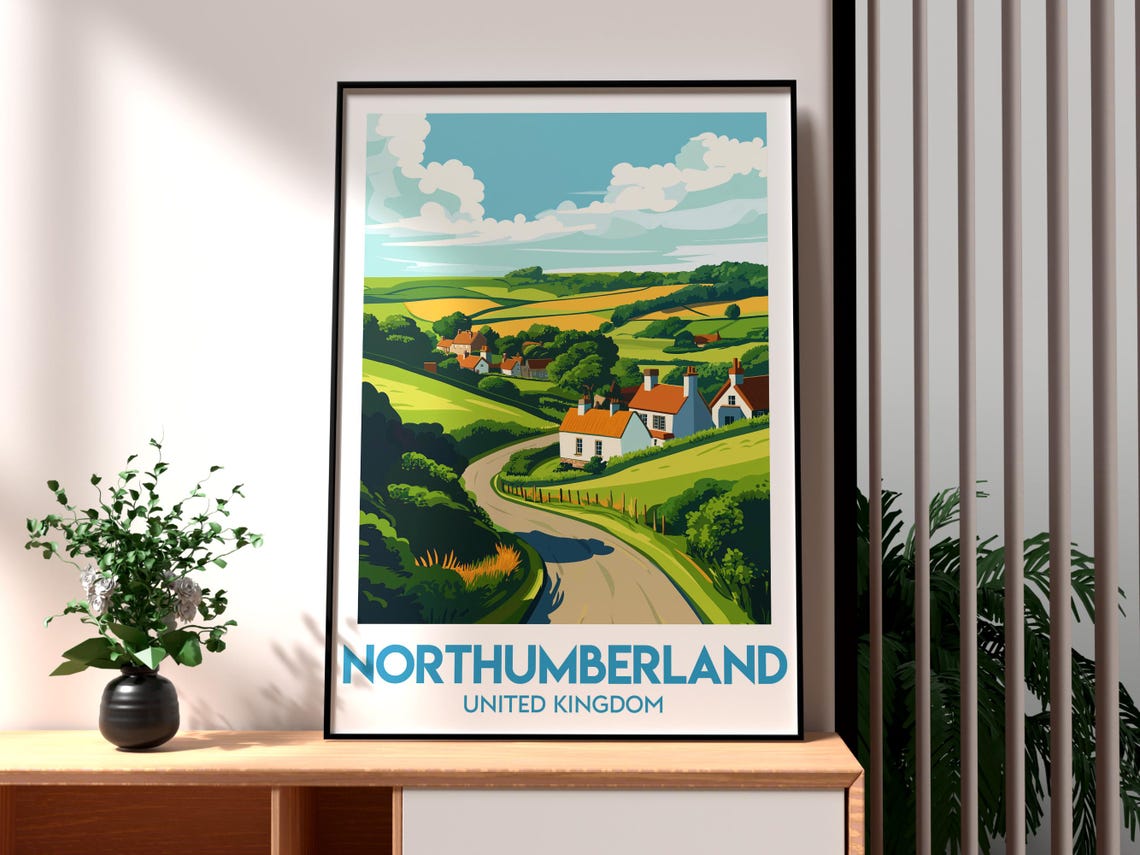 Northumberland United Kingdom Rolling Green Countryside Poster