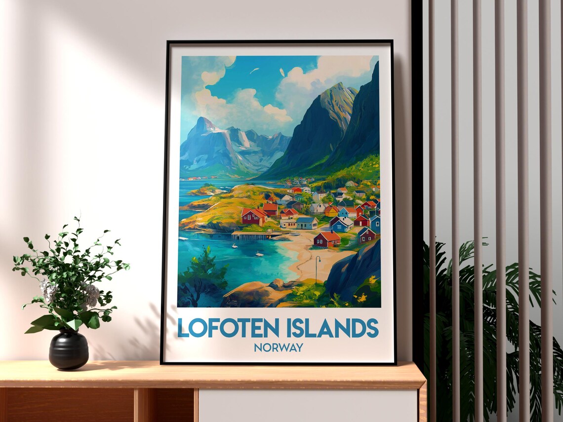 Lofoten Islands Norway Red Fishing Village Fjords Midnight Sun Poster - Image 3