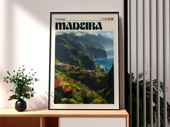 Madeira Travel Poster, Portugal Vacation Art Print
