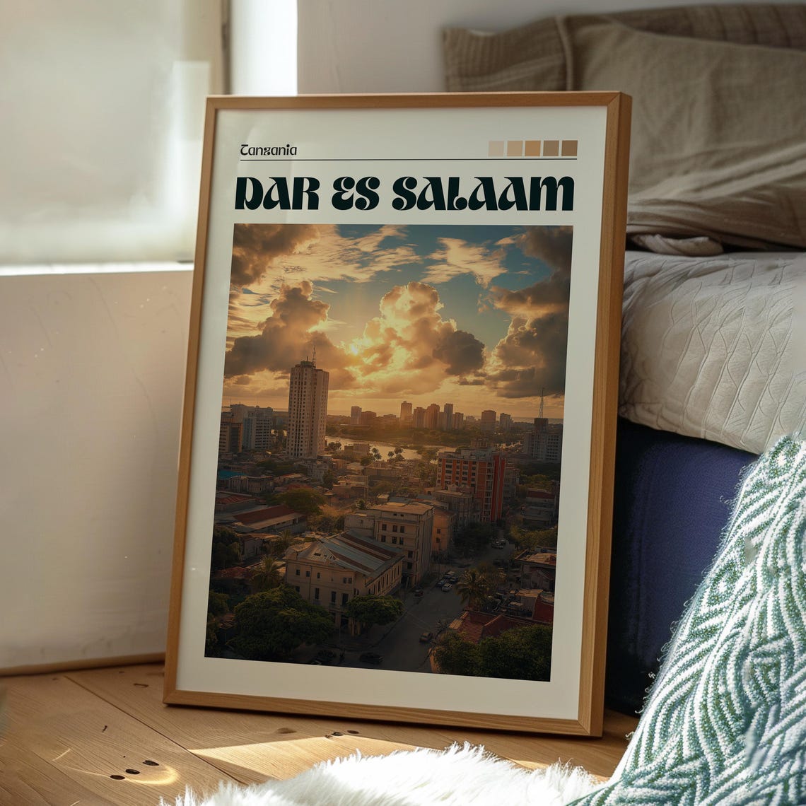 Dar Es Salaam Tanzania City Skyline Golden Sunset Clouds Travel Poster - Image 3