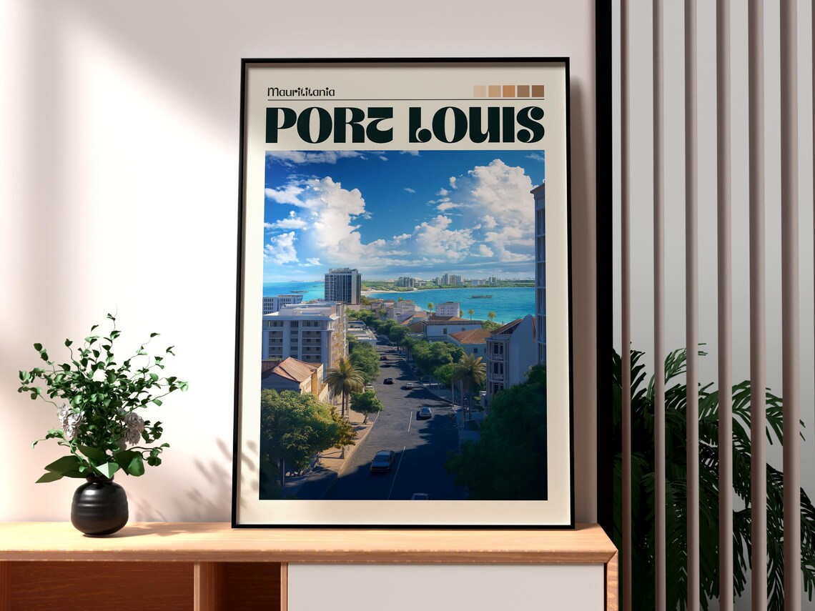 Port Louis Mauritius Capital City Tropical Coast Travel Poster