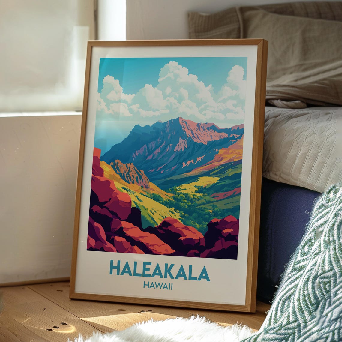 Haleakala Hawaii Volcanic Crater Colorful Valley View Poster - Image 3