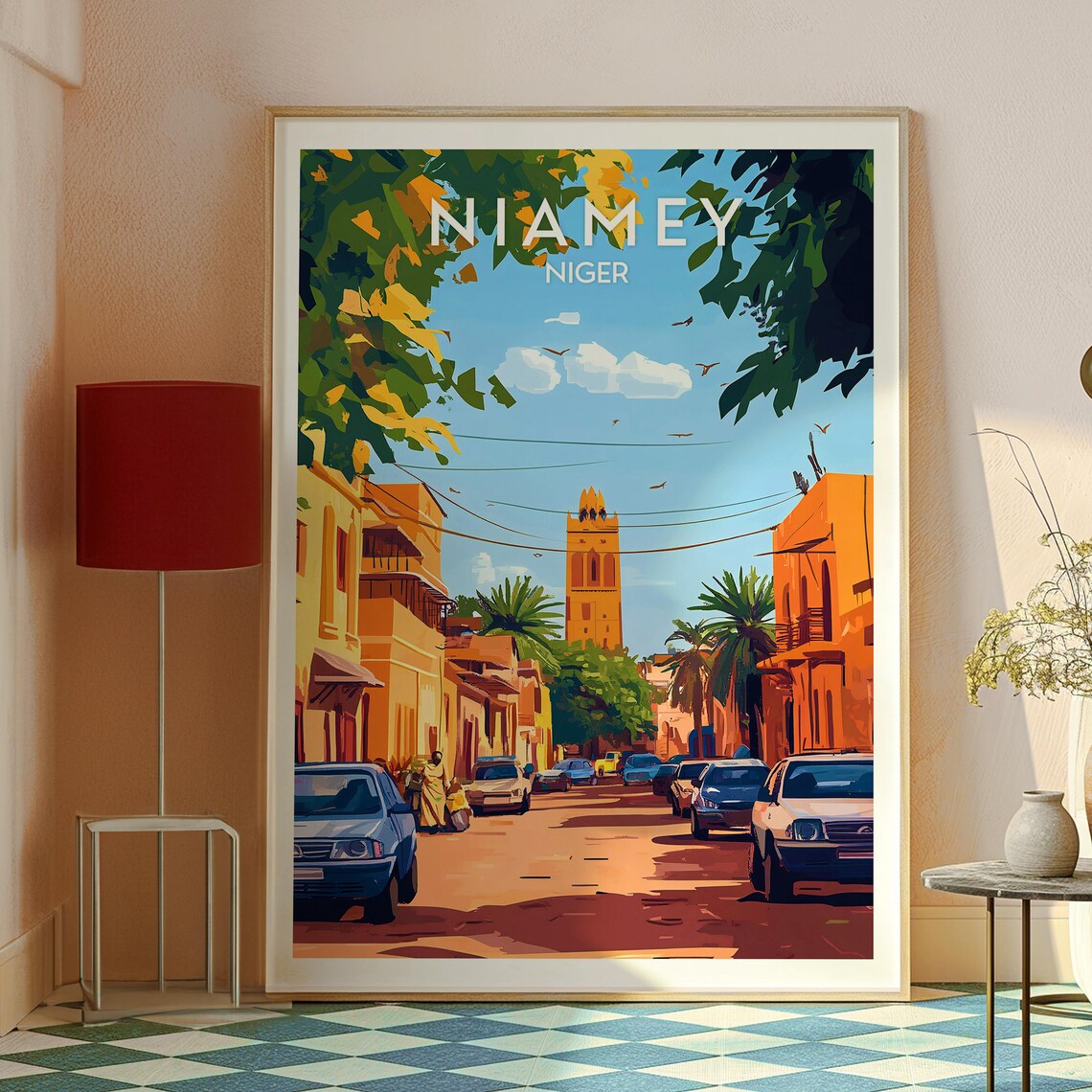 Niamey Niger Sunlit Street City Scene African Cityscape Travel Poster - Image 2