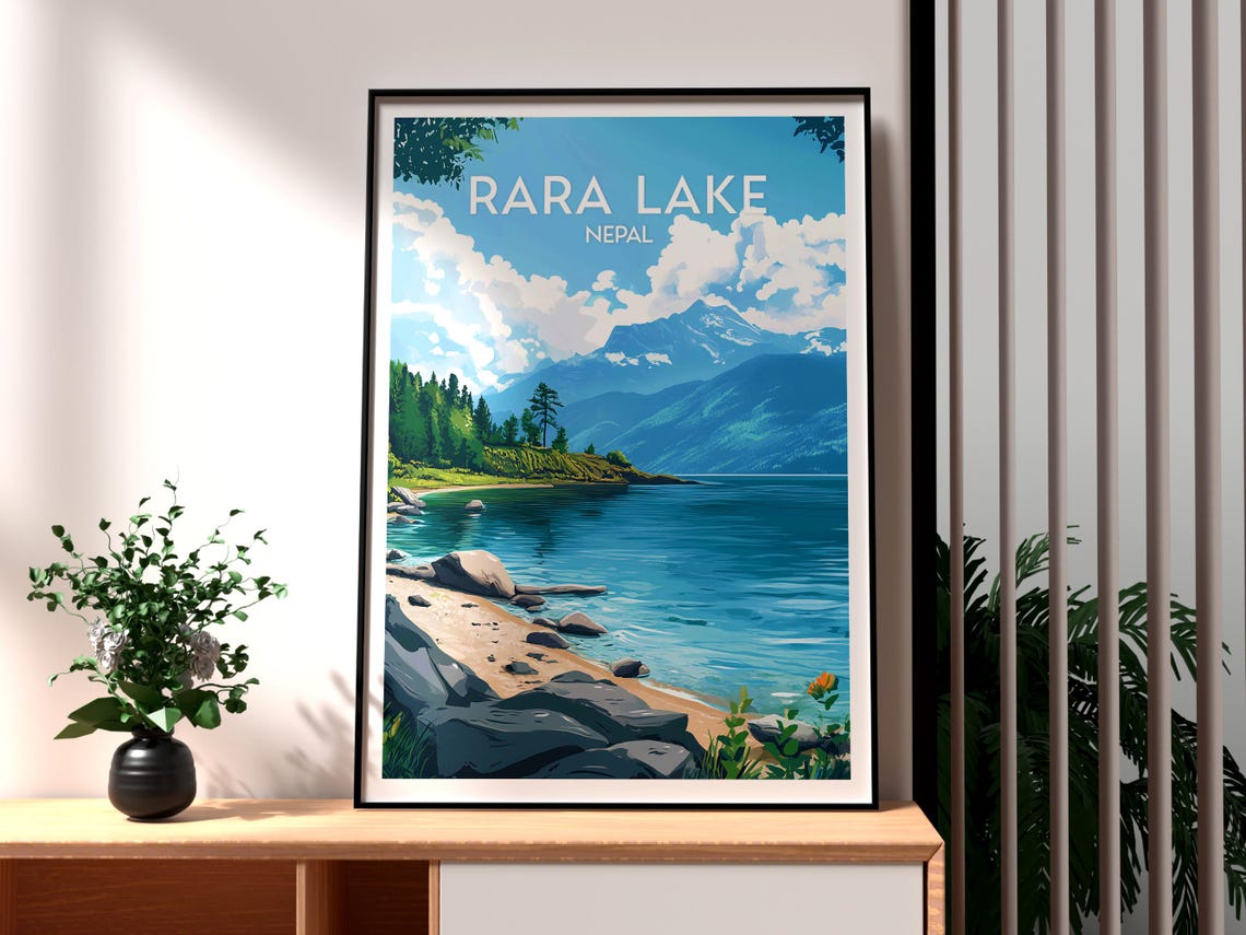 Rara Lake Nepal Himalayan Alpine Lake Peaks View Travel Poster