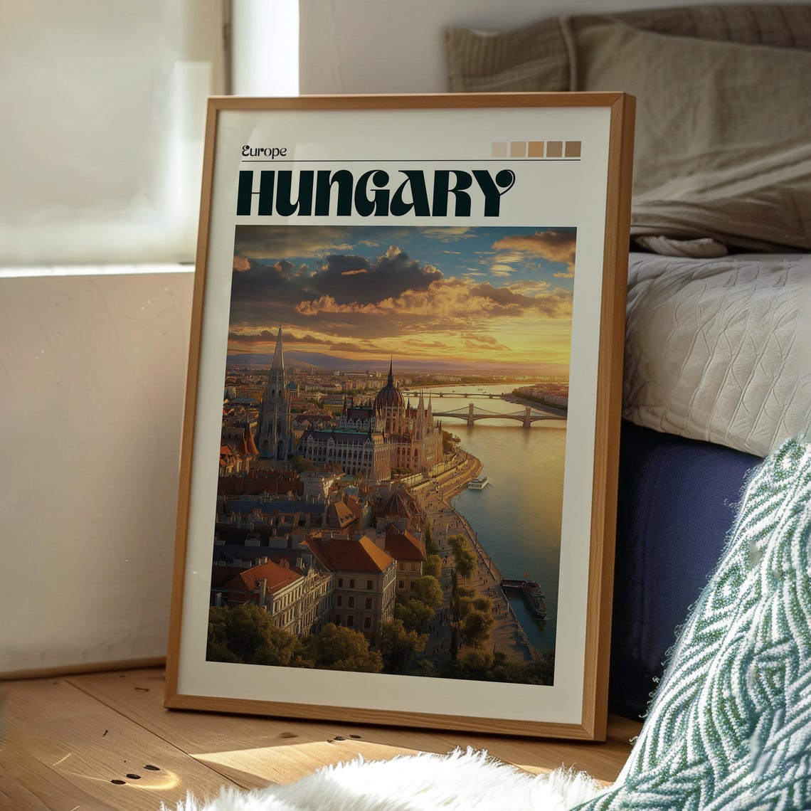 Hungary Budapest Parliament Danube Sunset Skyline Travel Poster - Image 3