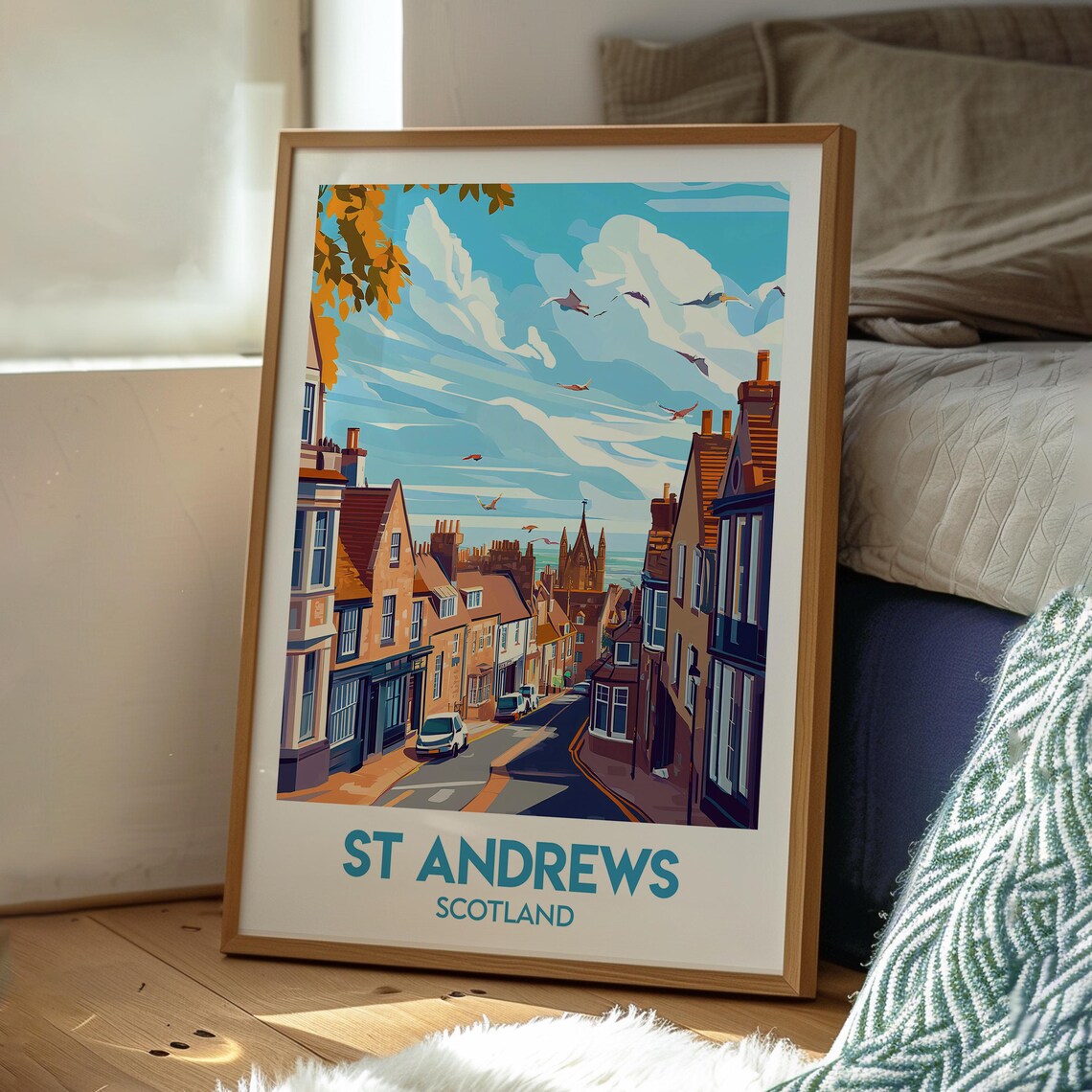 St Andrews Scotland Historic Old Town Street Retro Travel Poster - Image 3
