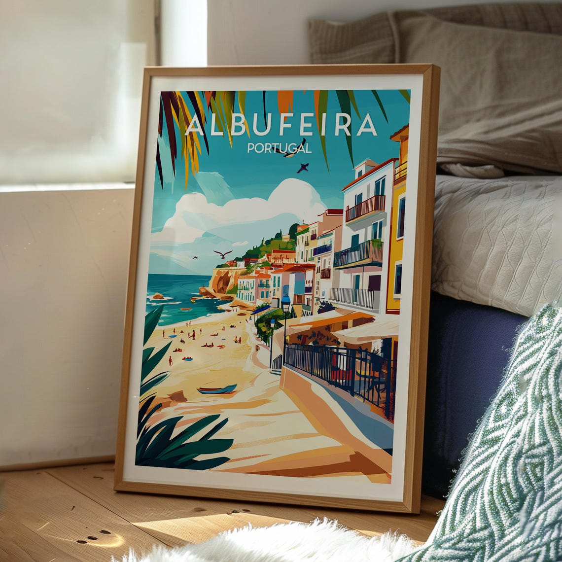 Albufeira Portugal Algarve Beach Old Town Coastline Travel Poster - Image 3