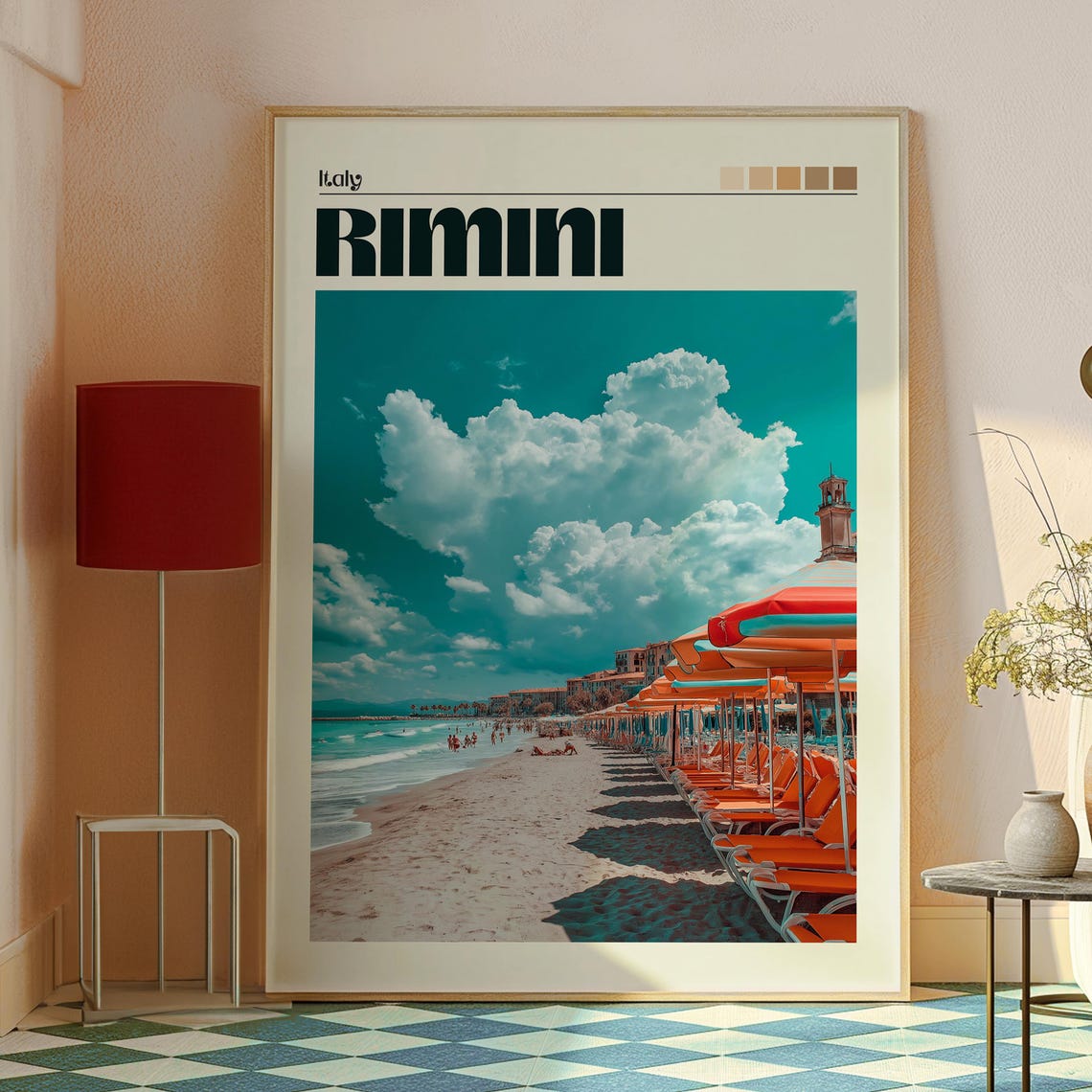 Rimini Italy Adriatic Beach Umbrellas Summer Retro Travel Poster - Image 2