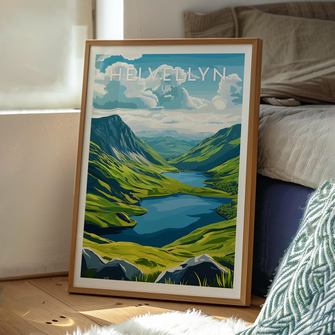 Helvellyn Lake District Mountain Lake Green Valley Hiking View Poster - Image 3
