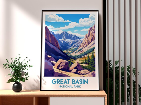 Great Basin National Park Mountain Valley Vintage Travel Poster
