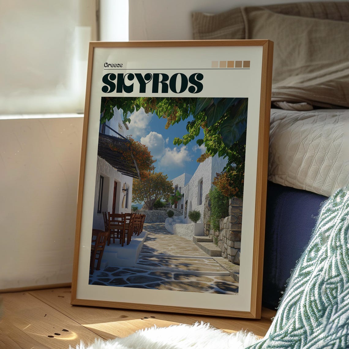 Skyros Greece Whitewashed Alley Village Charm Cycladic Island Poster - Image 3