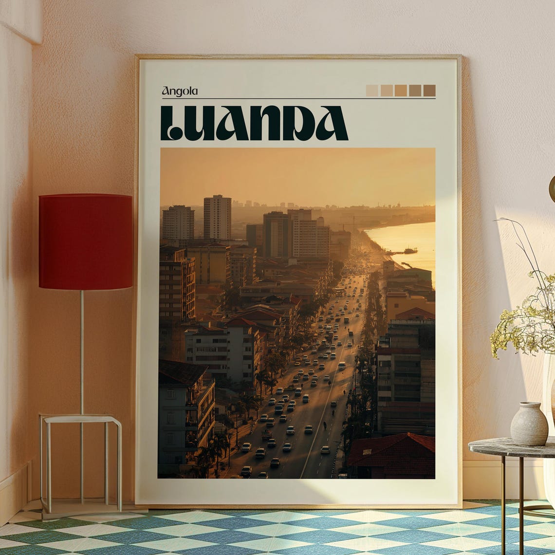Luanda Angola Golden Sunset City Skyline Coastal Avenue Poster - Image 2