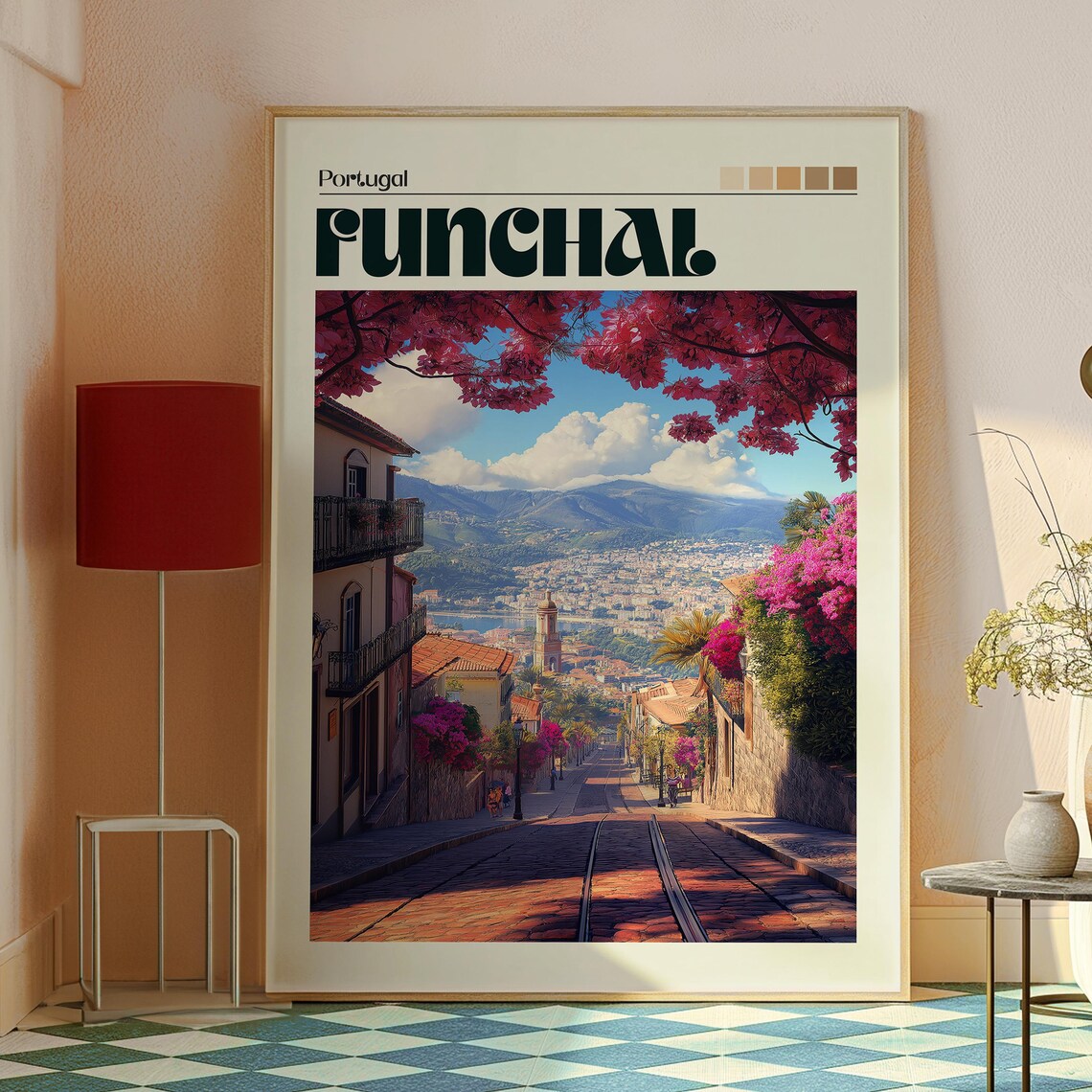 Funchal Portugal Island Street Bougainvillea Bay View Poster - Image 2