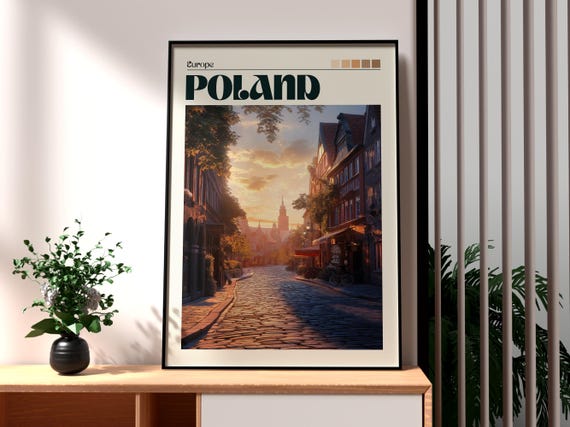 Poland Travel Poster, Long Market City Art Print