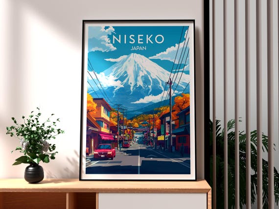 Niseko Print Japan Wall Art Skiing Poster Travel Hokkaido Mount Fuji