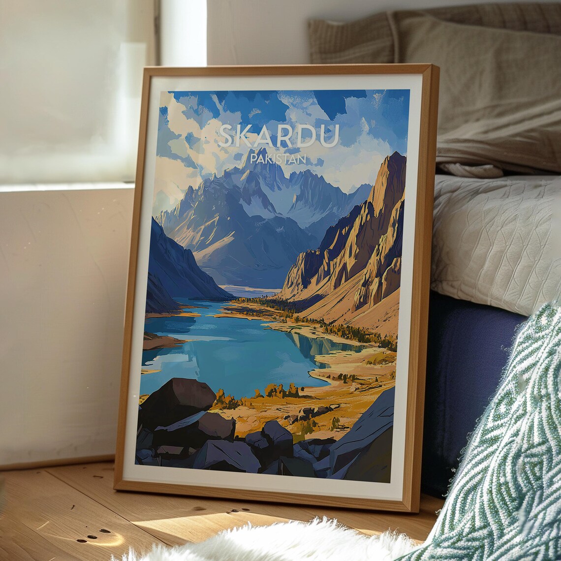 Skardu Pakistan Himalayan Mountain Lake Peaks Vintage Travel Poster - Image 3