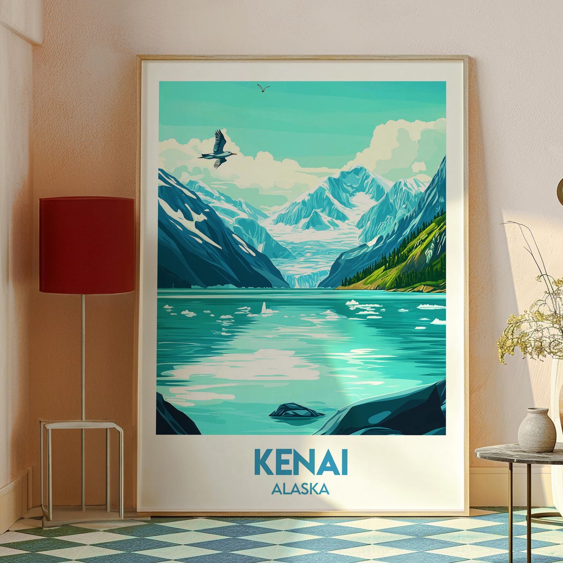 Kenai Alaska Glacier Fjord Eagle Icebergs Mountain Lake Poster - Image 2