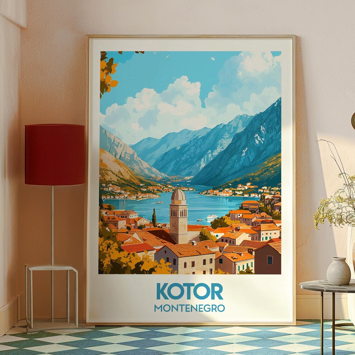 Kotor Montenegro Bay Old Town Mountains Coastal Travel Poster - Image 2