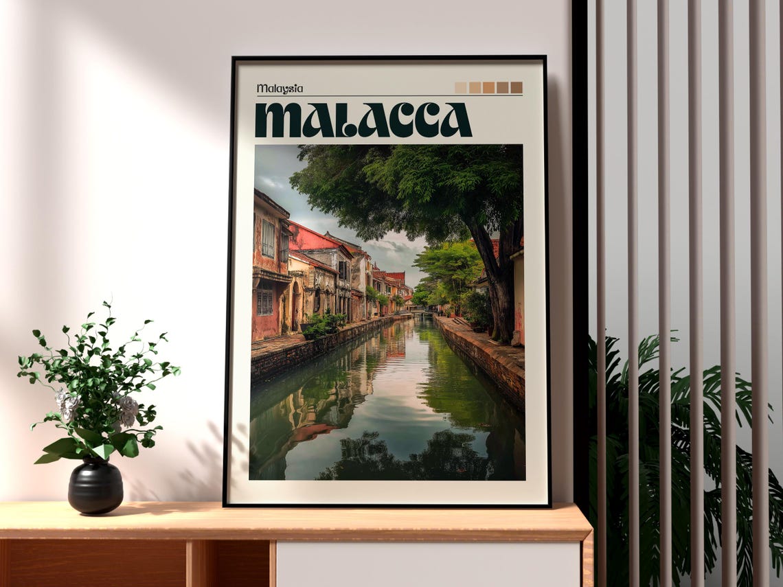 Malacca Print Malaysia Wall Art City Poster Jonker Street Travel Backpacking Melaka