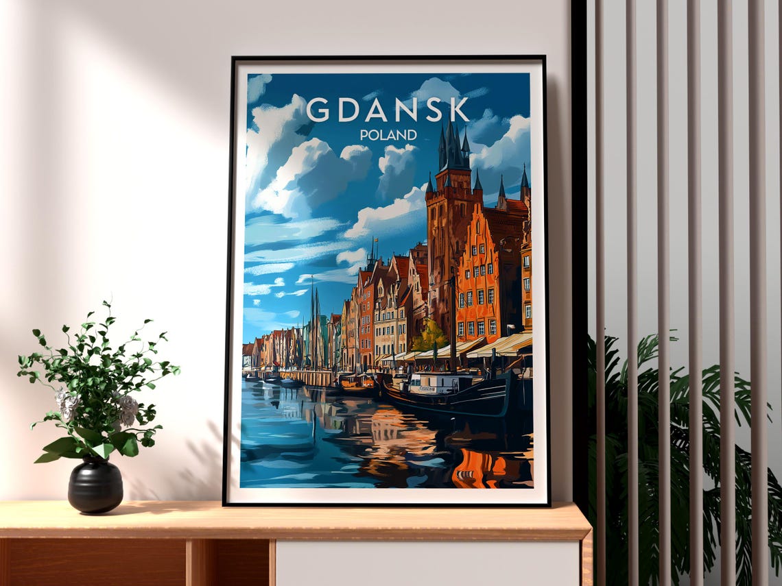 Gdansk Poland Motlawa Waterfront Historic Merchant Houses Poster