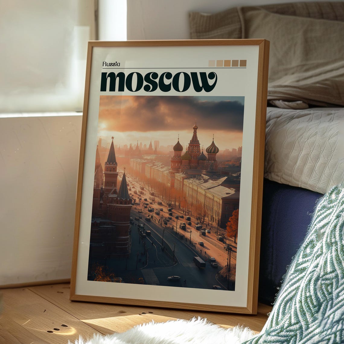 Moscow Kremlin Sunset St Basil Cathedral Cityscape Travel Poster - Image 3