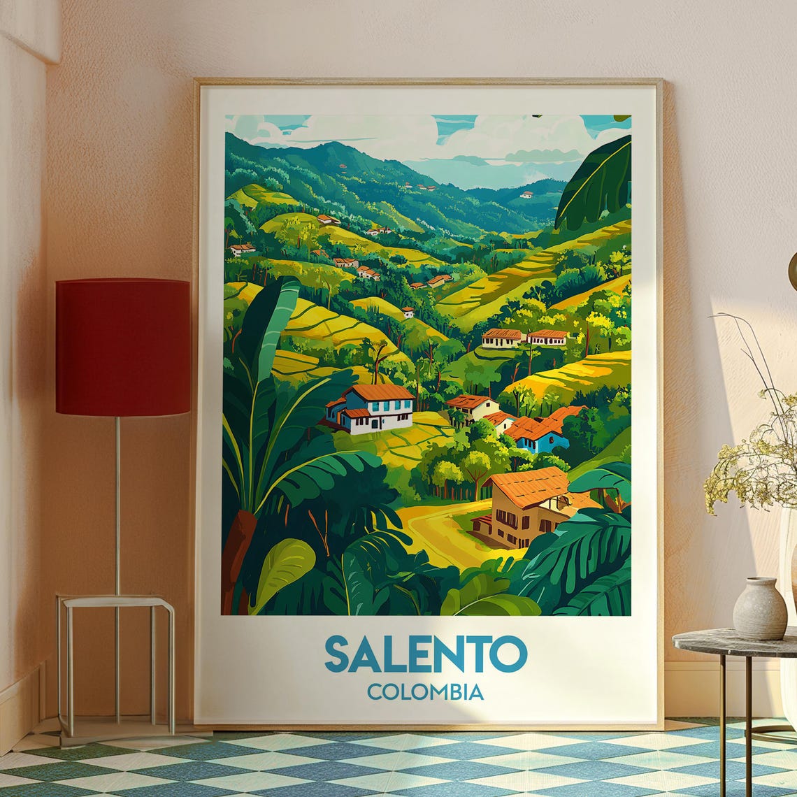 Salento Colombia Coffee Hills Farmhouses Illustrated Travel Poster - Image 2