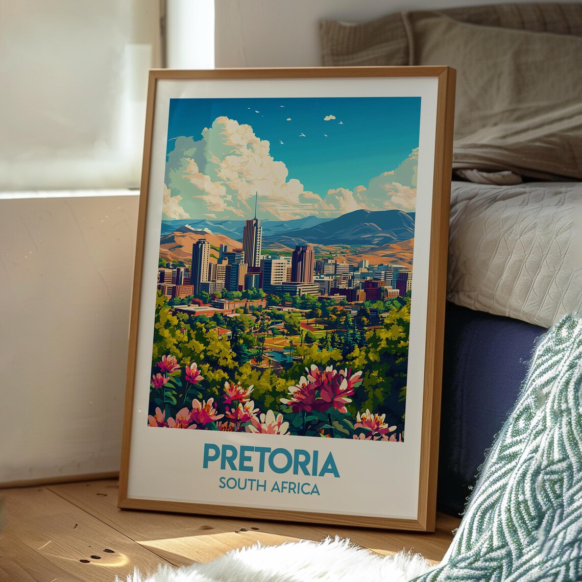 Pretoria South Africa Skyline Jacaranda Flowers Travel Poster - Image 3