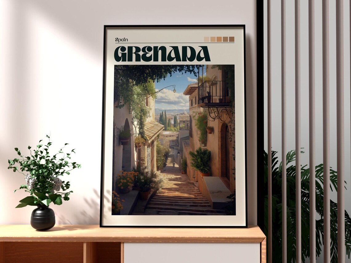 Grenada Spain Andalusia Sunlit Historic Old Town Alley View Poster