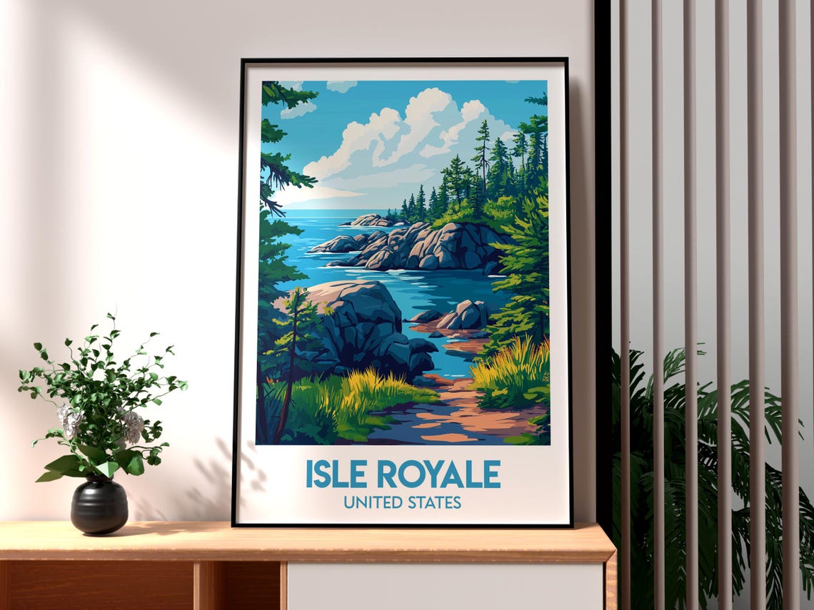 Isle Royale USA Rocky Shoreline Lake Superior Wilderness Poster