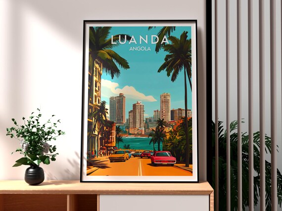 Luanda Angola Travel Poster, African City Art